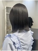 外ハネボブダークアッシュオフブラックブルーブラック美髪
