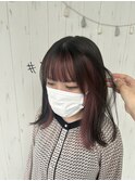 インナーピンク/イメチェン/外ハネボブ/美髪/ワイドバング/髪型