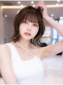 チョコグレージュ/20代30代大人かわいい/ミディアムレイヤー