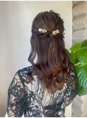 大人可愛いお呼ばれヘアセットハーフアップゆるふわセミロング