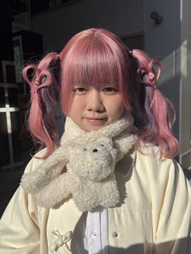 アソビセカンド 原宿(ASOBI 2nd) ダブルカラー/黒髪/ボブルフ/ネビージュ/原宿/ピンクカラー