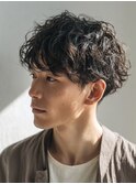 メンズパーマ◎20代30代爽やか波巻きセンターパート
