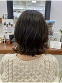 切りっぱなし外ハネボブ×カーキブラウン