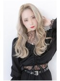 オルチャンロングハイトーングレージュダブルカラーかきあげ