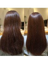 ハッコ(hacco) 艶髪ロング/白髪染め/ストレート/内巻き/ベージュピンク