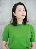 20代30代40代/外ハネくびれミディアム/大人美人/黒髪/パーマ