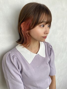 ピヌ(pinue) 【pinue】ピンクベージュインナーカラー @UTAE