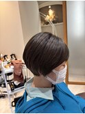 ショート×オリーブベージュ