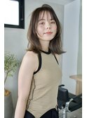 外ハネミディ/シースルーバング/くすみベージュ/30代40代50代