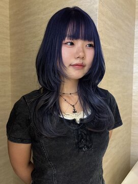 ソレイユトウキョウシブヤ(SOLEIL TOKYO shibuya) ロングレイヤー韓国くびれヘアブリーチネイビー
