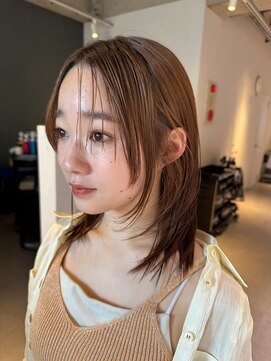 アム(amu) レイヤーカット/くびれヘア/オレンジベージュ/オレンジブラウン