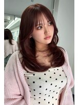 ランズ アネックス 梅田(LANDS ANNEX) ミディアムなピンクカラーにレイヤーカット 【大阪 梅田】
