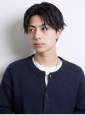 メンズカット韓国風マッシュ黒髪センターパート清潔感
