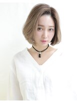 ラエティス(Laetus)&nbsp;ライトグレージュボブ×柔らか縮毛矯正＿簡単スタイリング