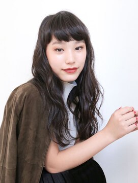 アンルポン 天満橋(un le pont) 【un le pont天満橋】重めバング×暗髪無造作ウェーブ