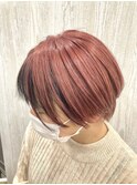 ストロベリーピンク×前髪ローライト【TELA　HAIR木更津】