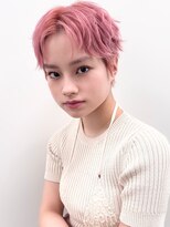 ニュアージュ 表参道 南青山(Nuage’) センターパート小顔パーマ【Nuage'】ピンクシアーデザインカラー