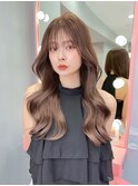 韓国ヘア/顔まわりカット/くびれヘア/前髪あり/ブリーチなし