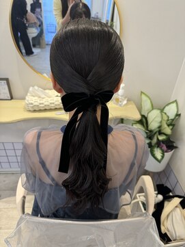 ヘアメイクアンドセットサロン リッコ(Hair make&set salon Ricco) 大人可愛いローポニーテール/梅田ヘアセット