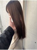 韓国顔まわりレイヤーカットグレージュオリーブベージュブラウン