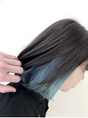 大人可愛いストレートくびれボブインナーカラー肩ライン外ハネ
