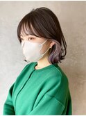 くびれヘア顔周りレイヤー韓国ヘア美髪ミディアム_ba385381
