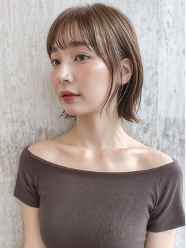 カバーヘア ブリス 北浦和(COVER HAIR bliss) パールベージュ切りっぱなしぱっつんボブp1北浦和20代30代40代