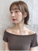 パールベージュ切りっぱなしぱっつんボブp1北浦和20代30代40代
