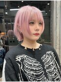ダブルカラーショートウルフカットショートボブレイヤー前髪あり