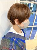ハイトーンショートココアベージュ軟毛ストレート梅ヶ丘美容院