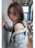 大人かわいい前髪セシルカットココアブラウンフリンジウェーブ