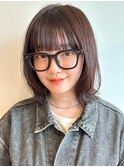 顔周りレイヤーカットくびれヘアミルクティーベージュカラー