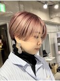 ペールピンク/刈り上げマッシュショート/くすみベージュ/表参道