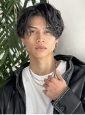 men'sメンズ髪質改善縮毛矯正ブリーチなしブルーブラック/立川