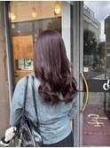 ワインレッドレッドカラーブリーチなしカラー