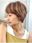 ナチュラルブラウン×ハイライト