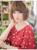 くせ毛風ゆるふわ巻き前下がり小顔ボブルフc5戸頭20代30代40代