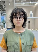 ハンサムショート前下がりボブ切りっぱなしボブニュアンスパーマ
