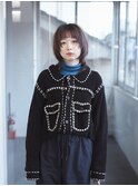 ウルフカット×ピンクベージュ