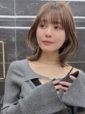 タッセルボブレイヤーカットグレージュブリーチ無し