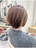 大人可愛い20代30代40代黒髪前下がりショートボブ丸みショート◎