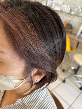 モップス 富岡店(MOPS) 白髪ぼかしハイライト×カシスレッド