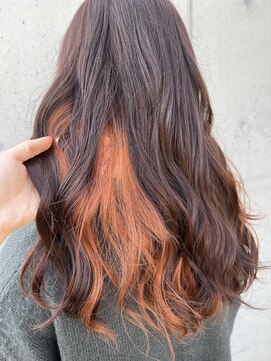 アチーブ ヘア デザイン(achieve hair design) 大人可愛いゆるふわウェーブ巻きロングオレンジインナーカラー