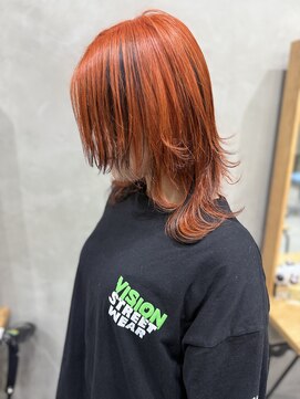 if オレンジ/ブラック/デザインカラー/ウルフカット