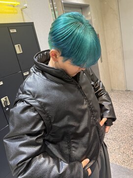 ターコイズブルー/韓国風メンズカラー/ケアブリーチ