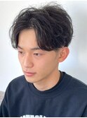 ニュアンスパーマ センターパート ツーブロック ミニマッシュ