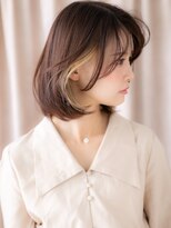 カバーヘア ブリス 志木南口駅前店(COVER HAIR bliss)&nbsp;流しバングハイライトイヤリングカラー前下がりボブ20代30代W