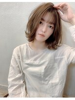 【shige】厚めバング毛先パーマアッシュブラウン外ハネボブ