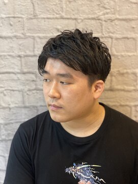 ヘアサロン 銀座マツナガ新宿店(hair salon) 王道ツーブロアップバング×アイロンパーマ【新宿/理容室】