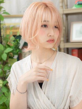 カバーヘアアンドスパ ブリス 浦和(COVER HAIR&SPA bliss) 韓国風ホワイトピンク抜け感小顔外ハネボブc5浦和10代20代30代